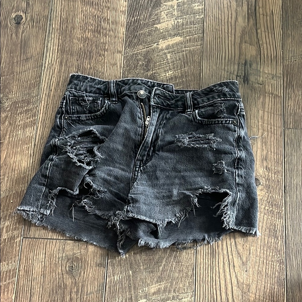 American Eagle Outfitters Black Distressed Jean Shorts